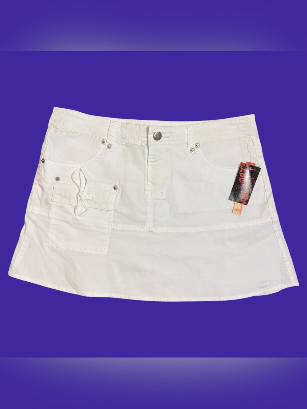 White cargo mini skirt